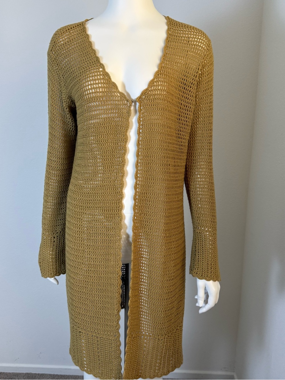 St. John's Bay Open-Knit Long Cardigan in Tan